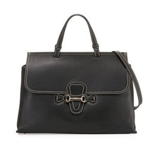 Mario Valentino Black Pebbled Leather Satchel Bag